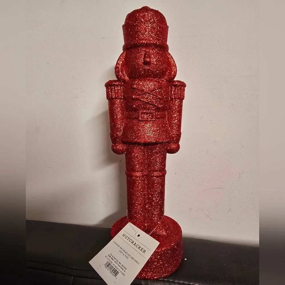 New Target 2024 Red Glittered Christmas Decorative Nutcracker, 11.5 in H